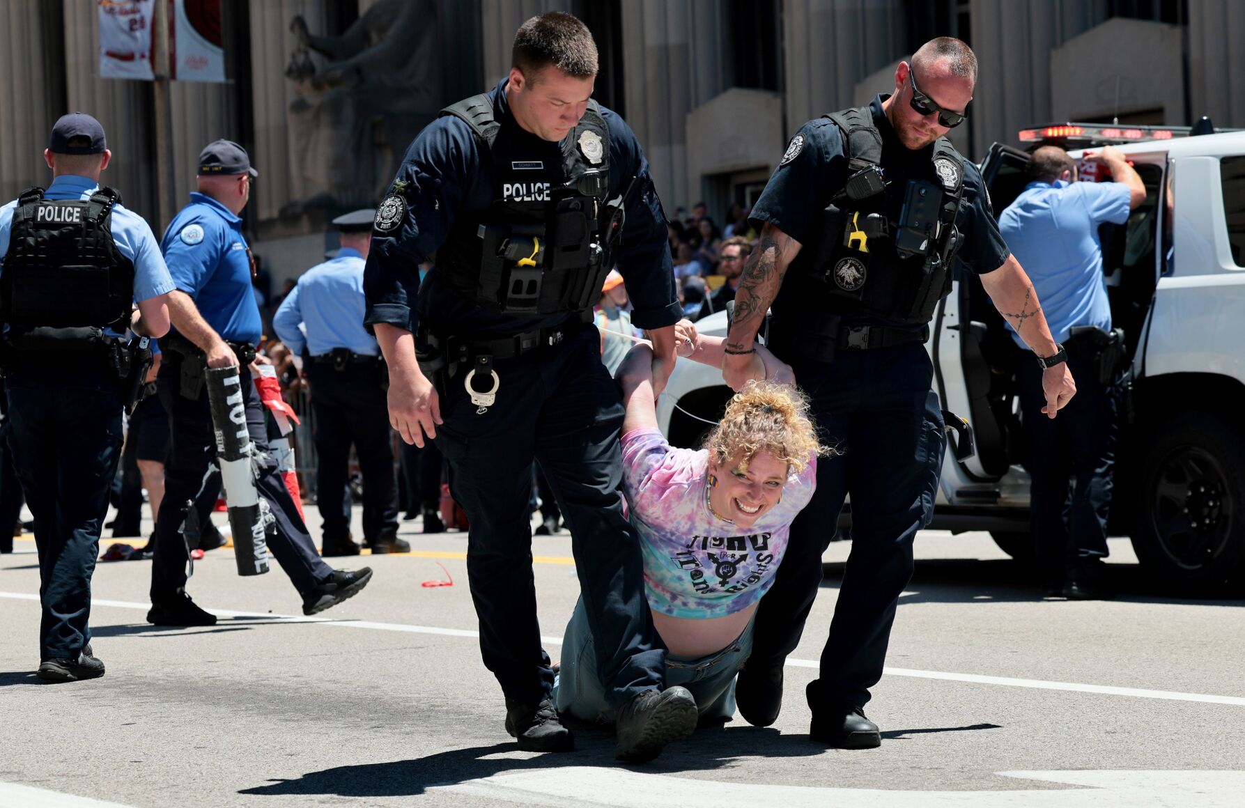 Pride parade delayed as anti-Boeing protesters block path